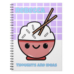 Cuaderno Tazón de Arroz Kawaii Lindo – Personalizado