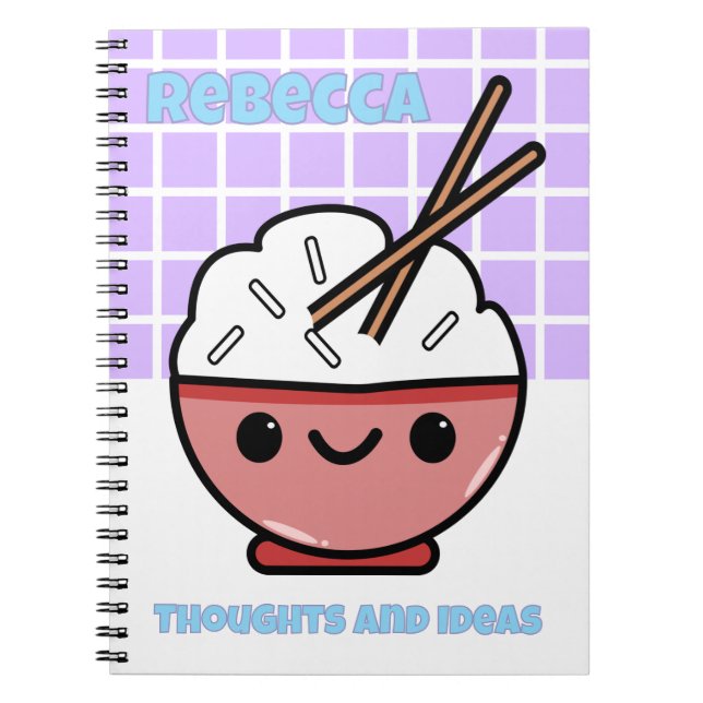 Cuaderno Tazón de Arroz Kawaii Lindo – Personalizado (Frente)