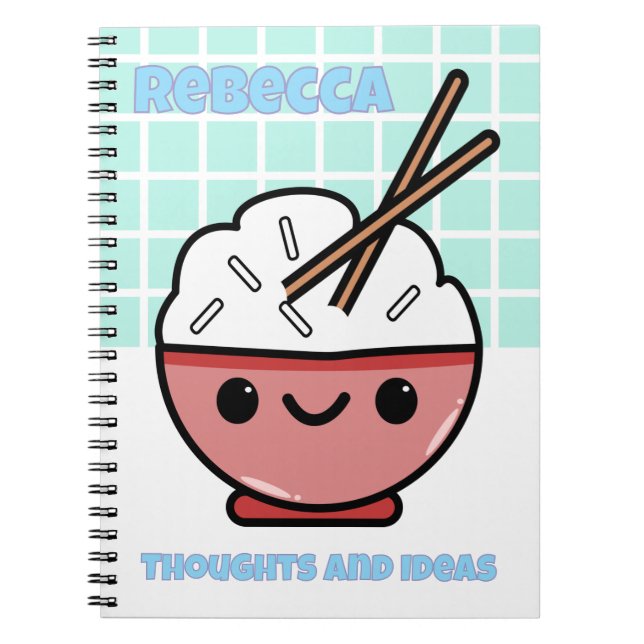 Cuaderno Tazón de Arroz Kawaii Lindo – Personalizado (Frente)