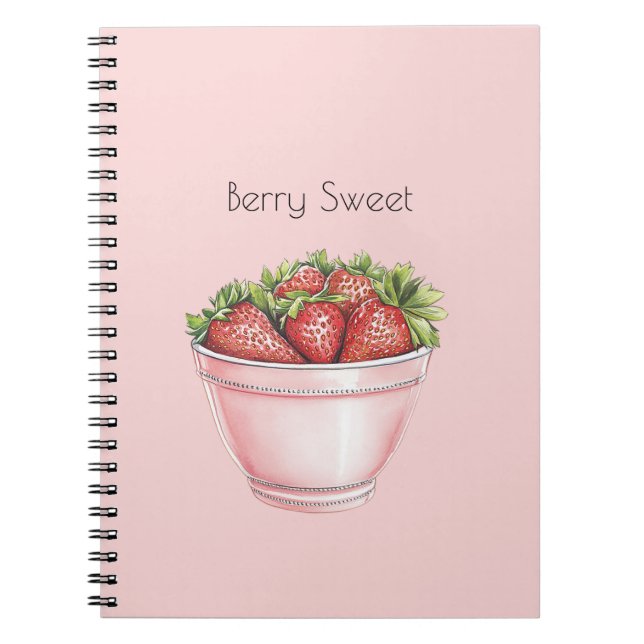 Cuaderno Tazón de Fresas Rosado Dulce a la Fruta (Frente)