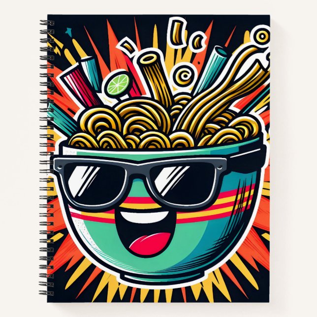 Cuaderno Tazón de ramen de dibujos animados de fideos lindo (Anverso)