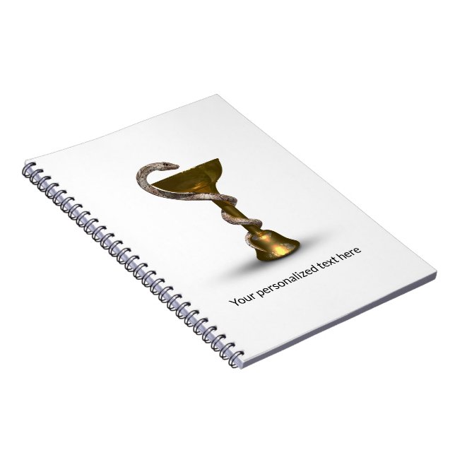 Cuaderno Tazón médico de serpiente de bronce Higía Caduceo  (Lado Derecho)