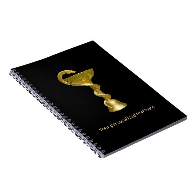 Cuaderno Tazón médico de serpiente elegante Hygieia de oro  (Lado Derecho)