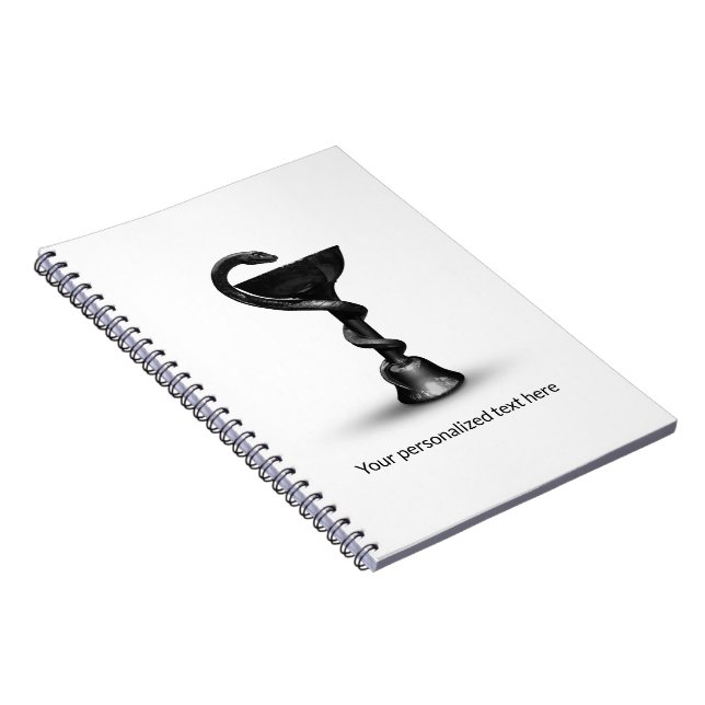 Cuaderno Tazón Médico Serpiente Negra Higía Caduceo Blanco (Lado Derecho)