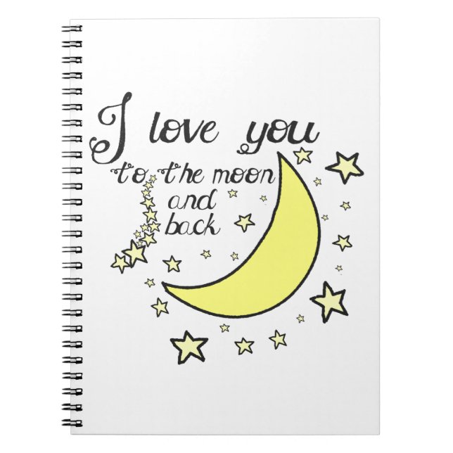 Cuaderno Te amo a la luna y a la parte posterior (Frente)