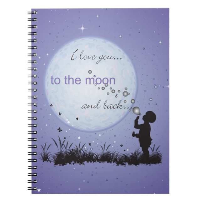 Cuaderno Te amo a la luna y a los regalos Detrás-Únicos (Frente)