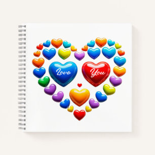 Cuaderno Te amo con corazones coloridos
