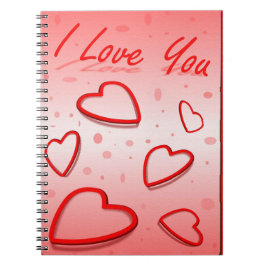 Cuaderno Te amo con el fondo rosado del corazón