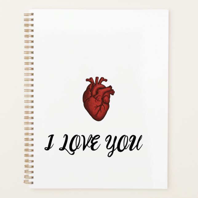 Cuaderno "TE AMO" con ilustración de corazón anató (Anverso)