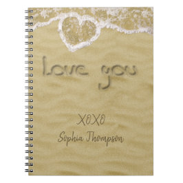Cuaderno "Te amo" Corazón escrito en arena