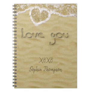 Cuaderno "Te amo" Corazón escrito en arena
