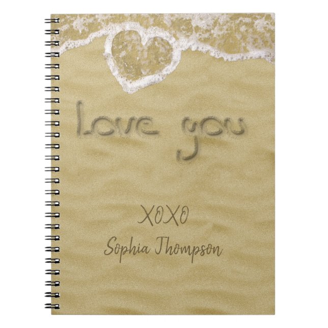 Cuaderno "Te amo" Corazón escrito en arena (Frente)