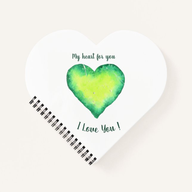 Cuaderno Te Amo Cumpleaños Corazón Verde y Azul Lindo (Anverso)