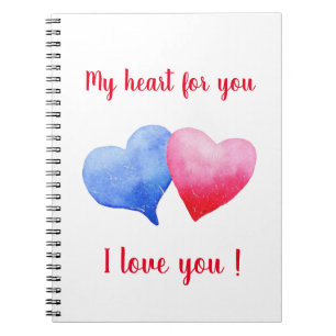 Cuaderno Te amo El día de San Valentín de corazón rojo y az