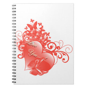CUADERNO TE AMO EN CORAZÓN ROJO