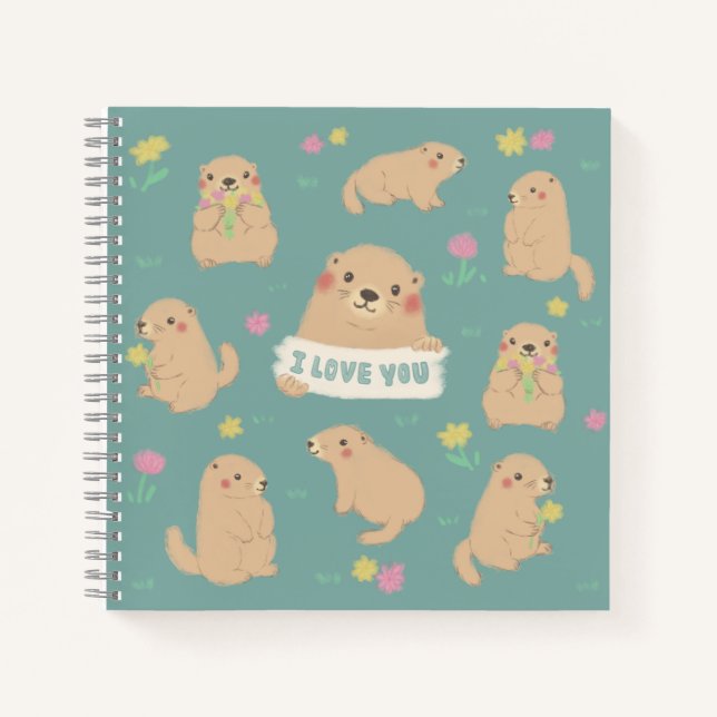 Cuaderno Te amo, Ilustracion Marmots (Anverso)