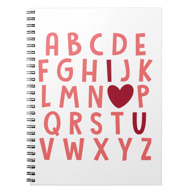 Cuaderno Te amo los alfabetos amor lindo valentino (Frente)