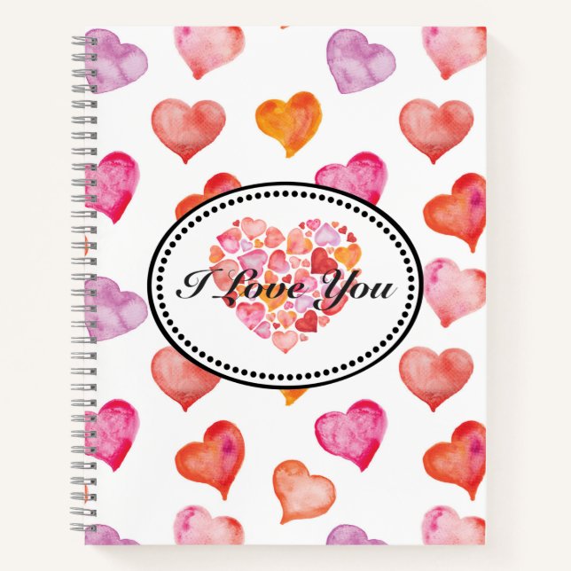 Cuaderno Te Amo Los Corazones De Acuarela (Anverso)