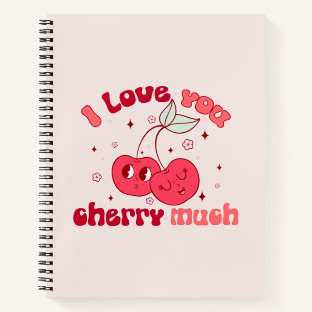 Cuaderno Te Amo Mucho | Cerezo Cute y Punny (Anverso)