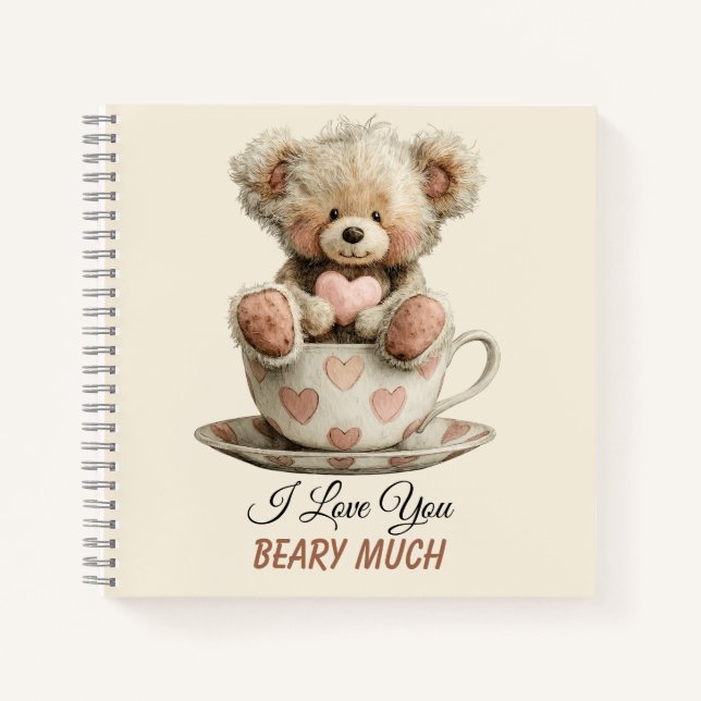 Cuaderno Te Amo Mucho en Postal de Taza (Anverso)