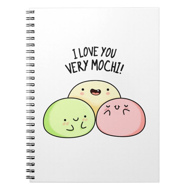Cuaderno Te Amo Mucho Mochi Chiste Divertido de Comida  (Frente)