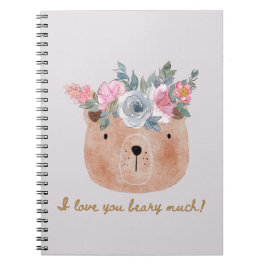 Cuaderno ¡Te amo mucho! Oso con correa floral