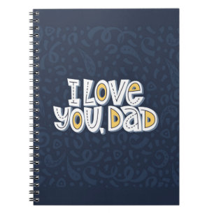 Cuaderno Te amo, papá. Cita con letras brillantes en el dar
