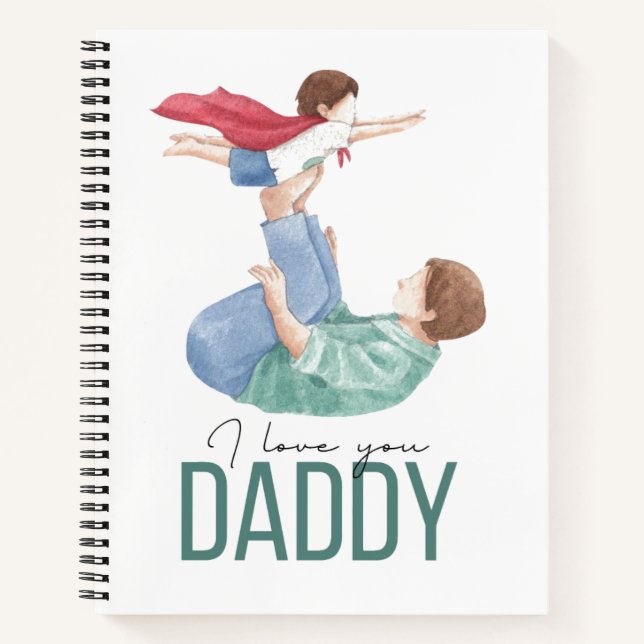 Cuaderno Te Amo Papá Superhéroe Padre e Hijo Spiral (Anverso)