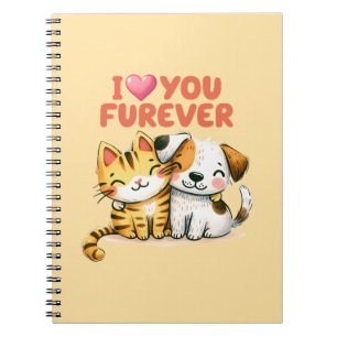 Cuaderno Te Amo Por Siempre Gatito y Perrito Kawaii Lindos