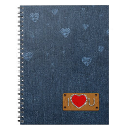Cuaderno Te Amo. Regalo de patrón de denim azul