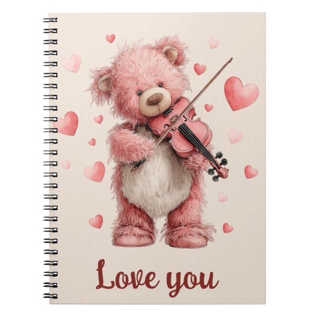 Cuaderno Te Amo Teddy con Violín (Frente)