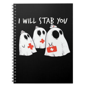 Cuaderno Te apuñalaré Enfermera fantasma Divertida RN Hallo