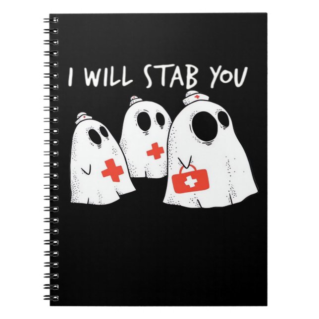 Cuaderno Te apuñalaré Enfermera fantasma Divertida RN Hallo (Frente)