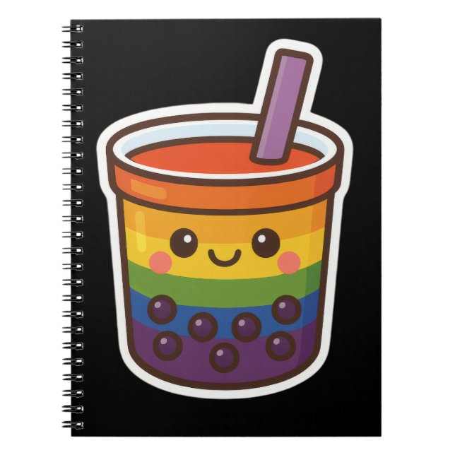 Cuaderno Té de burbuja arcoiris LGBTQ+ Orgullo (Frente)