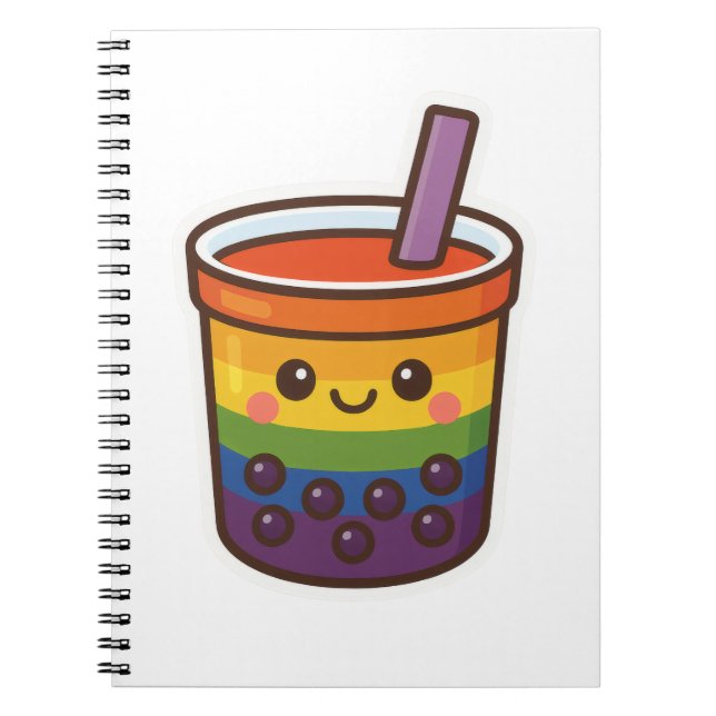 Cuaderno Té de burbuja arcoiris LGBTQ+ Orgullo (Frente)
