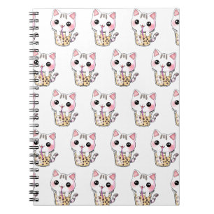 Cuaderno té de burbuja de gatos de Kawaii