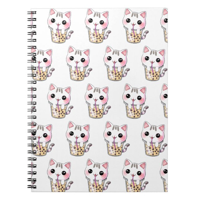 Cuaderno té de burbuja de gatos de Kawaii (Frente)