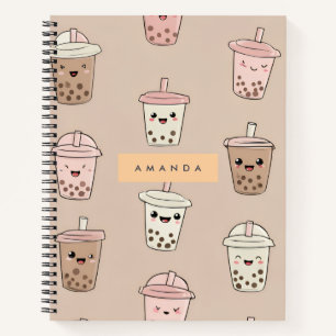 Cuaderno Té de burbuja lechosa neutro personalizado