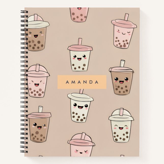 Cuaderno Té de burbuja lechosa neutro personalizado (Anverso)