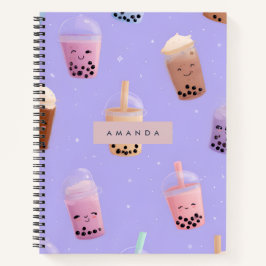 Cuaderno Té de burbuja personalizado púrpura púrpura person