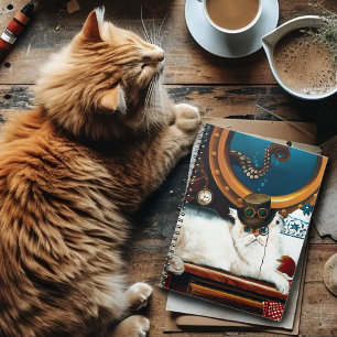 Cuaderno Té de gato submarino Steampunk