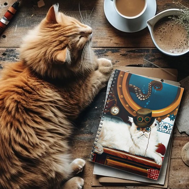 Cuaderno Té de gato submarino Steampunk (Subido por el creador)