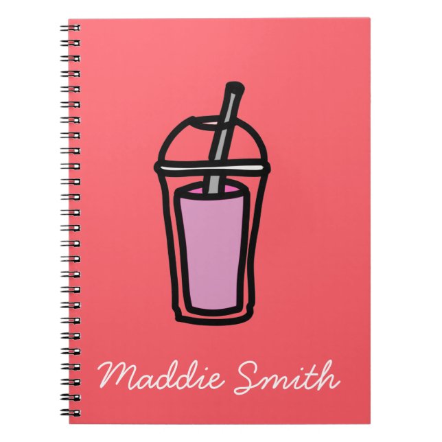 Cuaderno Té de leche Bubble Tea linda bebida para adolescen (Frente)