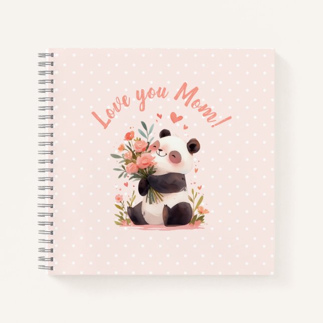 Cuaderno Te encanta el regalo de Día de la Madre de Panda (Anverso)