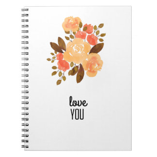 Cuaderno Te encanta la flor de las flores rojas Naranja vin