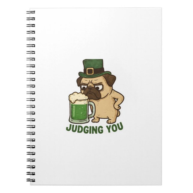 Cuaderno Te Juzgas Pug Día de San Patricio (Frente)