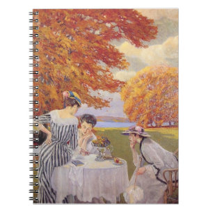 Cuaderno té por la tarde en el parque