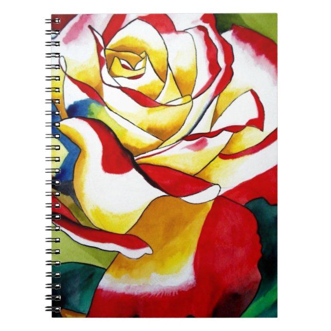 Cuaderno Té Rosa acuarela arte original Flor (Frente)