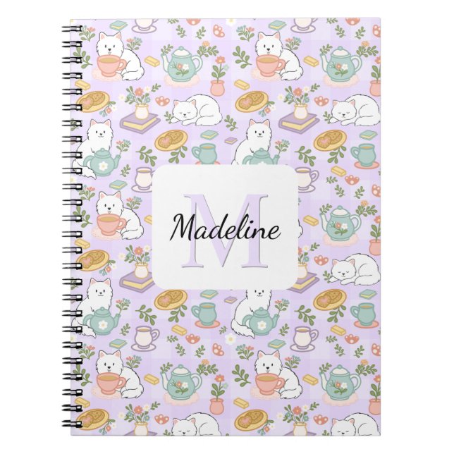 Cuaderno Tea & Bookish Cats Spiral Notebook (Frente)