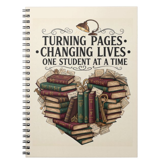 Cuaderno Teacher Journal Notebook | Turning Pages Heart (Frente)